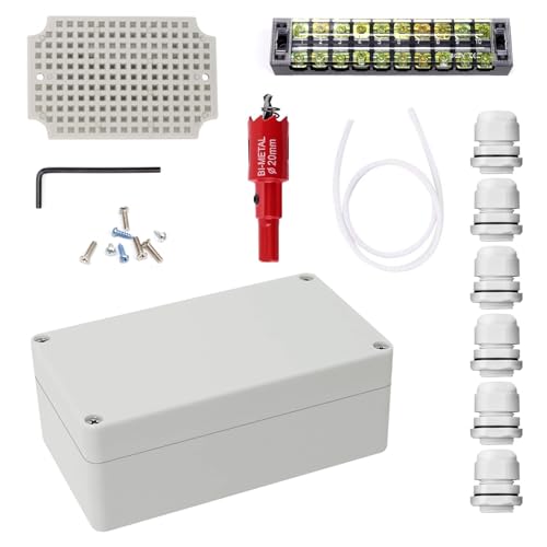 Shwdsy Abzweigkasten, Anschlussdose Wasserdicht für Kabel ø6–12 mm, ABS Kunststoff Klemmdose Aufputz Weiß, IP66 Elektrisches Aufputzdose, mit Klemmen und Montagezubehör, für Feuchträume, im Freien von Shwdsy