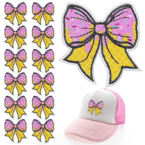 Shyyween 12 Stück rosa Eiscreme-Flicken zum Aufbügeln auf Schleife, bestickte Applikation, DIY, Handwerk, Geschenke, Nähen, Sport-Stil, Schleifen-Aufkleber für Jeans, Jacken, Hüte, Kleidung, Rucksäcke Shyyween 12 Stück rosa Eiscreme-Flicken zum Aufbügeln auf Schleife, bestickte Applikation, DIY, Handwerk, Geschenke, Nähen, Sport-Stil, Schleifen-Aufkleber für Jeans, Jacken, Hüte, Kleidung, Rucksäcke von Shyyween
