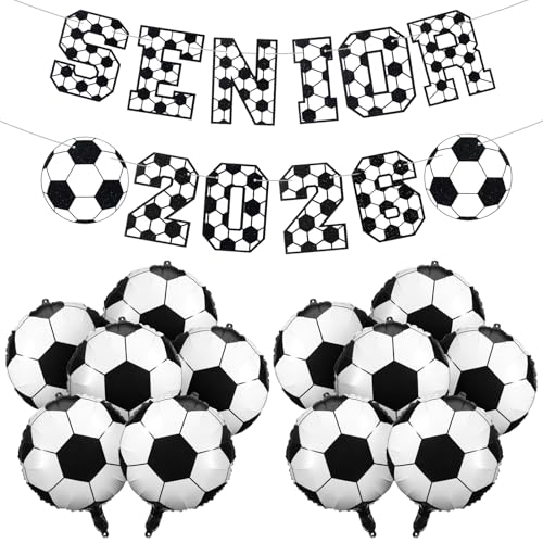 Shyyween Banner für Seniorennacht 2026, Abschlussparty-Banner, Nachtdekoration mit 12 Fußballballons, 45,7 cm, Aluminiumfolienballon für Sport-Partygeschenke von Shyyween