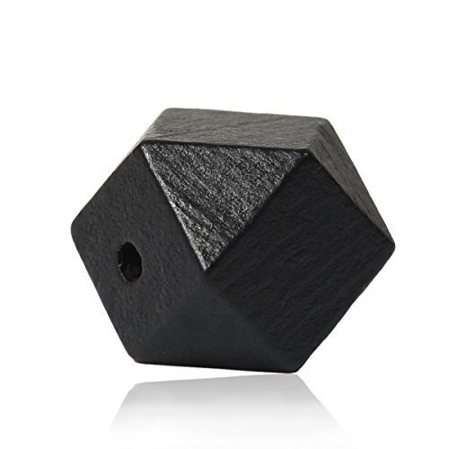 SiAura Material ® - 10 Stück Polygon Holzperlen 20x20mm mit 3,7-4,2mm Loch geometrische Form, Schwarz zum Basteln von SiAura Material