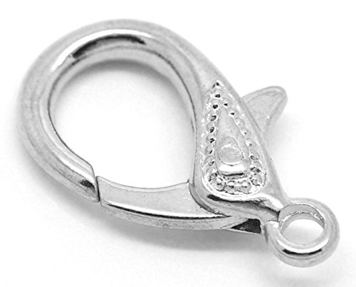 SiAura Material 1 Stück XXL Karabinerverschluss, silberfarben, 18x30mm, Schmuck Verschlüsse Karabiner von SiAura Material