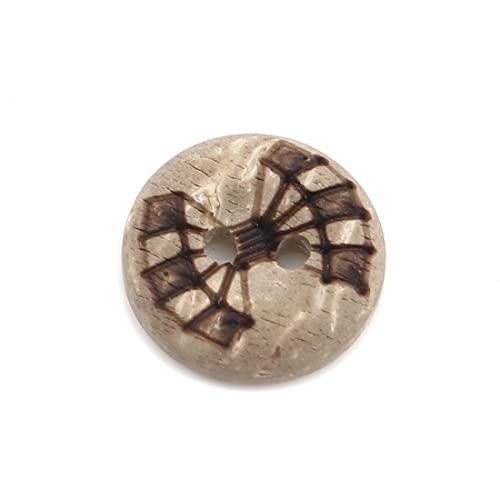 SiAura Material - 10 Stück naturfarbene Knöpfe Ø 13mm Kokosnuss Schale mit 2 Löchern Muster Natur Holz Holzknöpfe I Näh Zubehör zum Basteln, Nähen und Selbstgestalten von SiAura Material