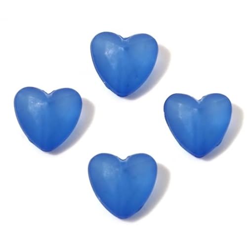SiAura Material - 100 Stück Blaue Acrylperlen Ø 12x13mm Herzform, Matt, Kunststoffperlen Schmuck Perlen Perlen Set Armband Perlen Bastelperlen mit Loch Fädelperlen I Perlen zum Auffädeln von SiAura Material