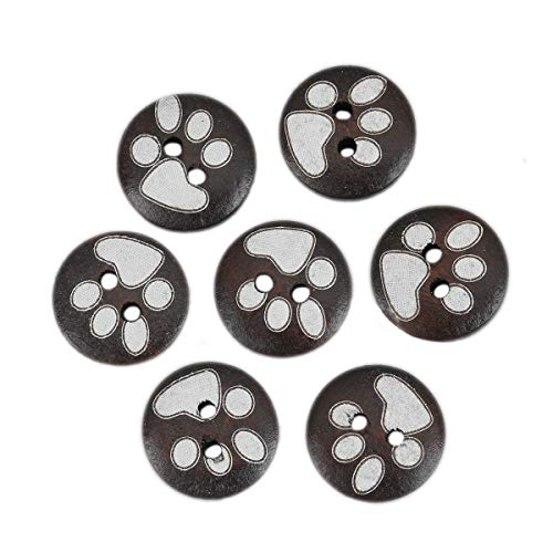SiAura Material - 100 Stück Runde Holzknöpfe 15 mm, Dunkelbraun mit Pfotenmuster, 2 Löcher I Zum Nähen, Basteln und Dekorieren SiAura Material - 100 Stück Runde Holzknöpfe 15 mm, Dunkelbraun mit Pfotenmuster, 2 Löcher I Zum Nähen, Basteln und Dekorieren von SiAura Material