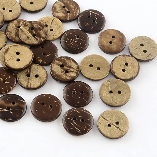 SiAura Material - 100 Stück braune Knöpfe Ø 15mm Kokosnuss Schale mit 2 Löchern Braun Holz Holzknöpfe I Näh Zubehör zum Basteln, Nähen und Selbstgestalten SiAura Material - 100 Stück braune Knöpfe Ø 15mm Kokosnuss Schale mit 2 Löchern Braun Holz Holzknöpfe I Näh Zubehör zum Basteln, Nähen und Selbstgestalten von SiAura Material