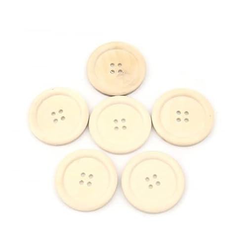 SiAura Material - 20 Stück Runde Holzknöpfe Naturfarben 50 mm, zufällig gemischt, 4 Löcher I Zum Nähen, Basteln und Dekorieren von SiAura Material