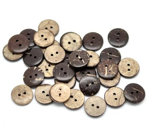 SiAura Material - 20 Stück braune Knöpfe Ø 15mm Kokosnuss Schale mit 2 Löchern Braun Holz Holzknöpfe I Näh Zubehör zum Basteln, Nähen und Selbstgestalten SiAura Material - 20 Stück braune Knöpfe Ø 15mm Kokosnuss Schale mit 2 Löchern Braun Holz Holzknöpfe I Näh Zubehör zum Basteln, Nähen und Selbstgestalten von SiAura Material