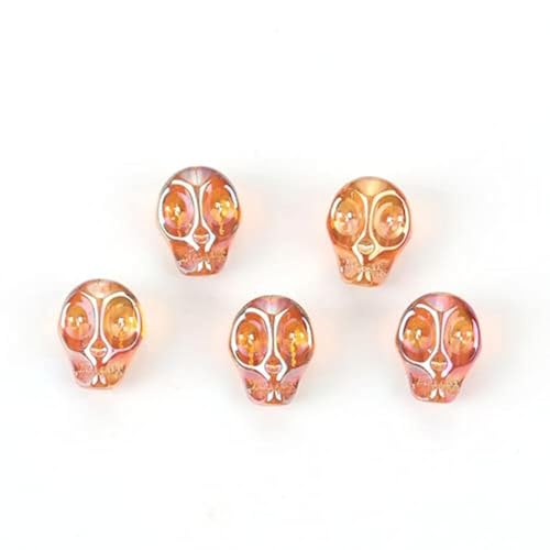 SiAura Material - 40 Stück Mini Glasperlen zum Auffädeln orange 8mm x 10mm mit 1,2mm Loch I Schädel Form von SiAura Material