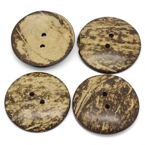 SiAura Material - 5 Stück braune Knöpfe Ø 50mm Kokosnuss Schale mit 2 Löchern Braun Holz Holzknöpfe I Näh Zubehör zum Basteln , Nähen und Selbstgestalten von SiAura Material