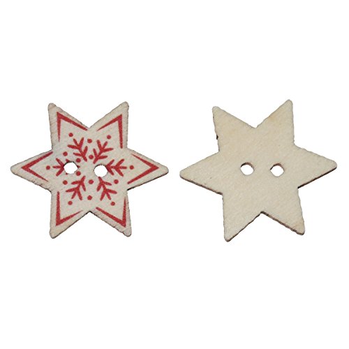SiAura Material - 50 Stück Holzknöpfe Hexagon Weihnachten Schneeflocke Muster 25mm x 22mm, rot, 2 Löcher I Zum Nähen, Basteln und Dekorieren SiAura Material - 50 Stück Holzknöpfe Hexagon Weihnachten Schneeflocke Muster 25mm x 22mm, rot, 2 Löcher I Zum Nähen, Basteln und Dekorieren von SiAura Material