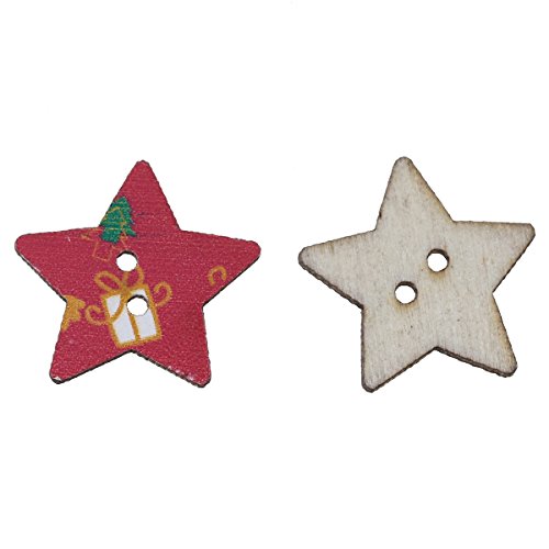 SiAura Material - 50 Stück Holzknöpfe Weihnachten Pentagramm Geschenkbox Muster 25mm x 25mm, mehrfarbig, 2 Löcher I Zum Nähen, Basteln und Dekorieren SiAura Material - 50 Stück Holzknöpfe Weihnachten Pentagramm Geschenkbox Muster 25mm x 25mm, mehrfarbig, 2 Löcher I Zum Nähen, Basteln und Dekorieren von SiAura Material