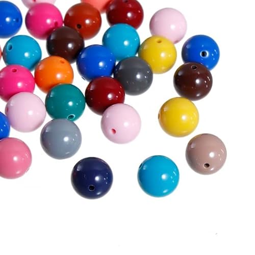 SiAura Material - 50 Stück bunte Acrylperlen Ø 14mm rund , Kunststoffperlen Schmuck Perlen Perlen Set Armband Perlen Bastelperlen mit Loch Fädelperlen I Perlen zum Auffädeln von SiAura Material