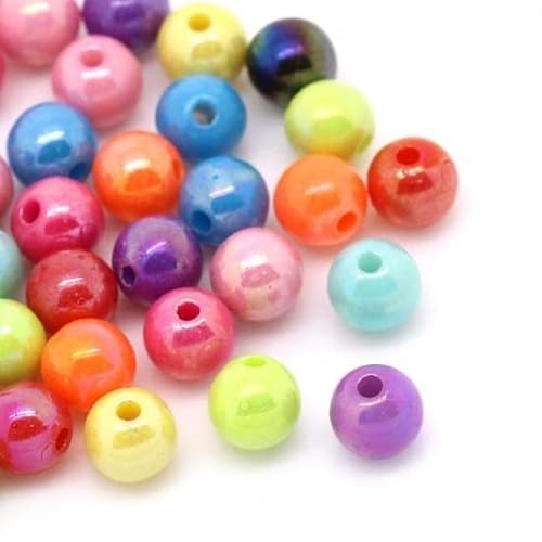 SiAura Material - 500 Stück bunte Acrylperlen Ø 6mm rund glänzend, Kunststoffperlen Schmuck Perlen Perlen Set Armband Perlen Bastelperlen mit Loch Fädelperlen I Perlen zum Auffädeln von SiAura Material