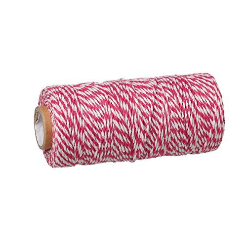 SiAura Material - 92m Schnur aus Baumwolle, 1,5mm dick, rosa – weiß gestreift von SiAura Material