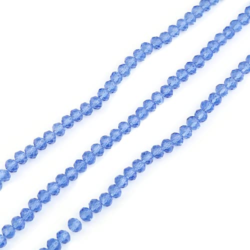SiAura Material - Mini Glasperlen Set zum Auffädeln blau facettiert 4mm mit 0,8mm Loch I Rund I 5 Stränge mit ca. 138 Perlen/Strang von SiAura Material