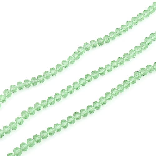 SiAura Material - Mini Glasperlen Set zum Auffädeln grün facettiert 4mm mit 0,8mm Loch I Rund I 5 Stränge mit ca. 138 Perlen/Strang von SiAura Material