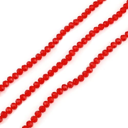 SiAura Material - Mini Glasperlen Set zum Auffädeln hellrot facettiert 4mm mit 0,8mm Loch I Rund I 5 Stränge mit ca. 138 Perlen/Strang von SiAura Material