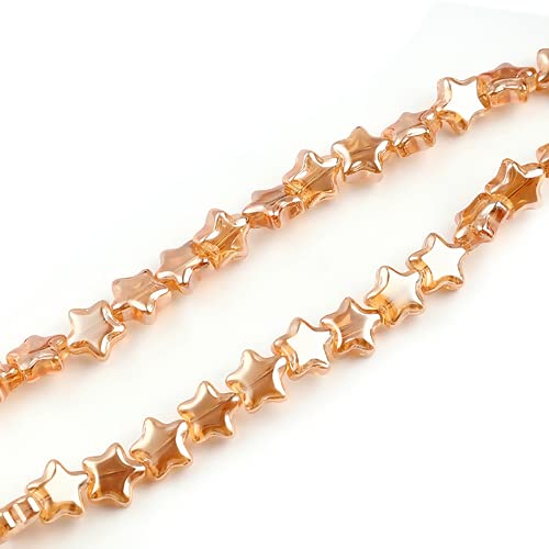 SiAura Material - Mini Glasperlen Set zum Auffädeln orange plattiert 9mm x 9mm mit 1,1mm Loch I Stern Form I 1 Strang mit ca. 80 Perlen von SiAura Material