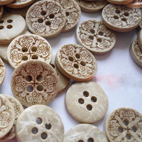SiAura Material - ca. 100 Stück naturfarbene Knöpfe Muster Ø 13mm Kokosnuss Schale mit 4 Löchern Natur Holz Holzknöpfe I Näh Zubehör zum Basteln, Nähen und Selbstgestalten SiAura Material - ca. 100 Stück naturfarbene Knöpfe Muster Ø 13mm Kokosnuss Schale mit 4 Löchern Natur Holz Holzknöpfe I Näh Zubehör zum Basteln, Nähen und Selbstgestalten von SiAura Material