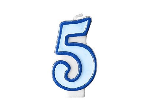 SiDeSo® Zahlenkerze Geburtstagkerze Kuchendeko Geburtstag babyblau blau 5 (Zahl 5) von SiDeSo