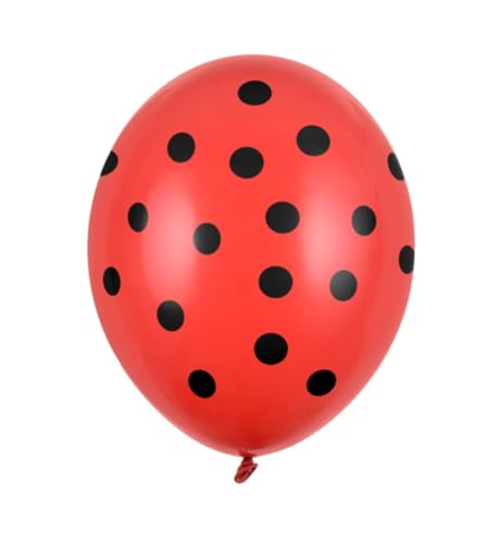 SiDeSo® 10 Luftballons mit Punkten Heliumgeeignet Party Geburtstag Jahrestag (rot mit schwarzen Punkten) (Rot mit schwarz) von SiDeSo