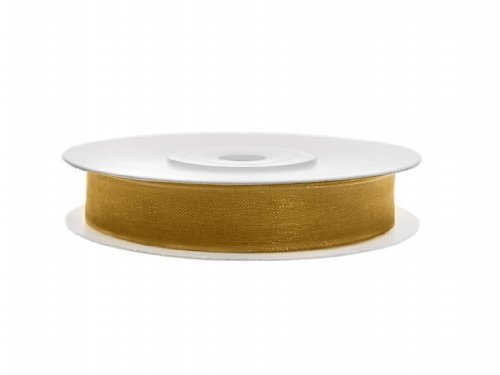 SiDeSo® Chiffonband 25m x 6mm viele Farben Hochzeit Organza Dekoband Geschenkband Antennenband Schleifenband (Gold) von SiDeSo