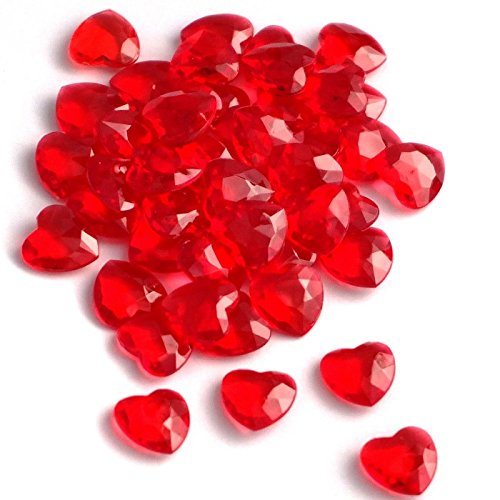 SiDeSo® Dekosteine Herzdiamanten Herzen 100 Stück viele Farben Acryl Tischdeko Streudeko Hochzeit (rot) von SiDeSo