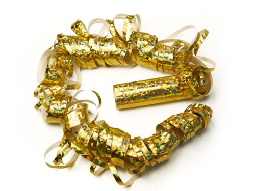 SiDeSo® Luftschlangen 2 Stück gold holo metallic Party Feier Deko Silvester von SiDeSo