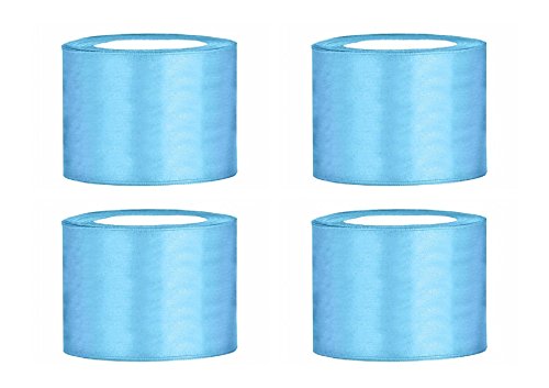 SiDeSo® Satinband 100m x 50mm (4x25m Rolle) viele Farben Hochzeit Dekoband Geschenkband Schleifenband (Baby blau) von SiDeSo