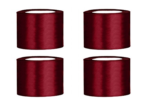 SiDeSo® Satinband 100m x 50mm (4x25m Rolle) viele Farben Hochzeit Dekoband Geschenkband Schleifenband (Bordeaux rot) von SiDeSo