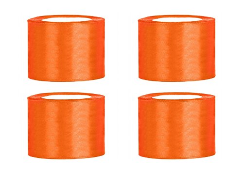 SiDeSo® Satinband 100m x 50mm (4x25m Rolle) viele Farben Hochzeit Dekoband Geschenkband Schleifenband (orange) von SiDeSo