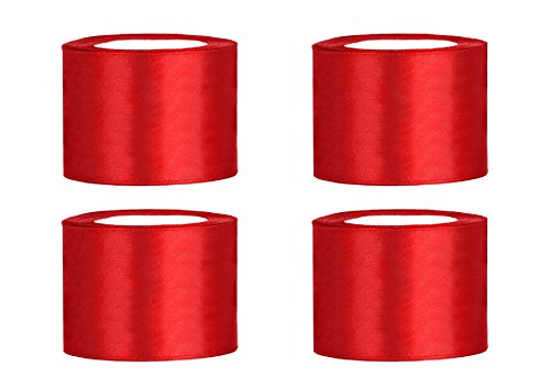 SiDeSo® Satinband 100m x 50mm (4x25m Rolle) viele Farben Hochzeit Dekoband Geschenkband Schleifenband (rot) von SiDeSo
