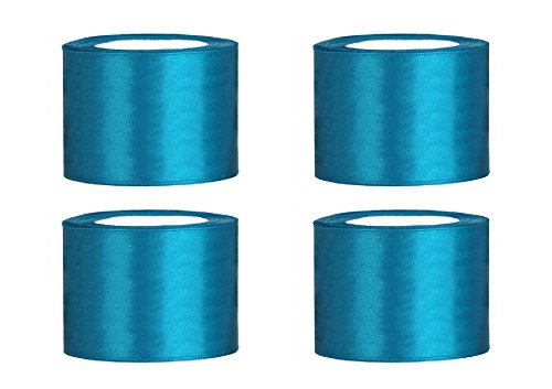 SiDeSo® Satinband 100m x 50mm (4x25m Rolle) viele Farben Hochzeit Dekoband Geschenkband Schleifenband (türkis) von SiDeSo