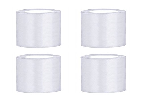 SiDeSo® Satinband 100m x 50mm (4x25m Rolle) viele Farben Hochzeit Dekoband Geschenkband Schleifenband (weiß) von SiDeSo