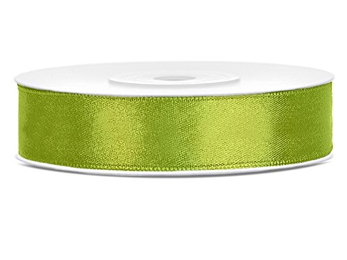 SiDeSo® Satinband 25m x 12mm viele Farben Hochzeit Dekoband Geschenkband Antennenband Schleifenband (Apfel grün) von SiDeSo