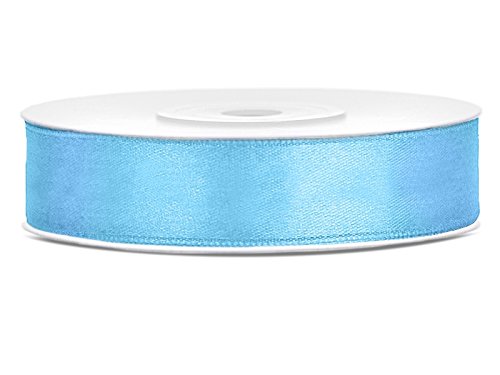 SiDeSo® Satinband 25m x 12mm viele Farben Hochzeit Dekoband Geschenkband Antennenband Schleifenband (Baby blau) von SiDeSo