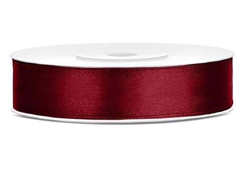 SiDeSo® Satinband 25m x 12mm viele Farben Hochzeit Dekoband Geschenkband Antennenband Schleifenband (Bordeaux rot) von SiDeSo