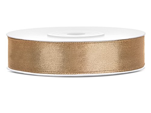 SiDeSo® Satinband 25m x 12mm viele Farben Hochzeit Dekoband Geschenkband Antennenband Schleifenband (Cappucino) von SiDeSo