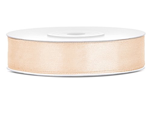 SiDeSo® Satinband 25m x 12mm viele Farben Hochzeit Dekoband Geschenkband Antennenband Schleifenband (Creme) von SiDeSo