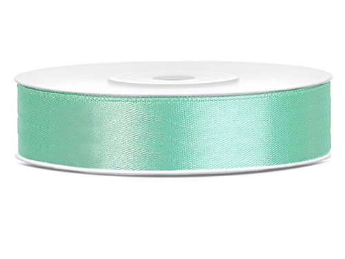 SiDeSo® Satinband 25m x 12mm viele Farben Hochzeit Dekoband Geschenkband Antennenband Schleifenband (Mint) von SiDeSo