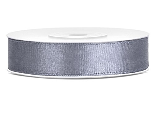 SiDeSo® Satinband 25m x 12mm viele Farben Hochzeit Dekoband Geschenkband Antennenband Schleifenband (grau) von SiDeSo