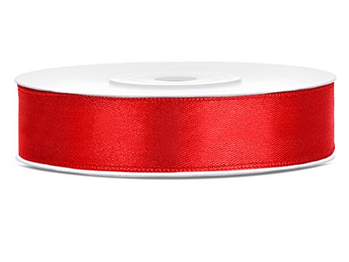 SiDeSo® Satinband 25m x 12mm viele Farben Hochzeit Dekoband Geschenkband Antennenband Schleifenband (rot) von SiDeSo