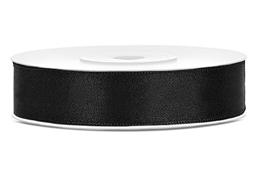 SiDeSo® Satinband 25m x 12mm viele Farben Hochzeit Dekoband Geschenkband Antennenband Schleifenband (schwarz) von SiDeSo