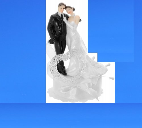 SiDeSo® Tortenaufsatz Hochzeit Tortendeko Brautpaar Tortenfigur (Podest Acrylherz) von SiDeSo