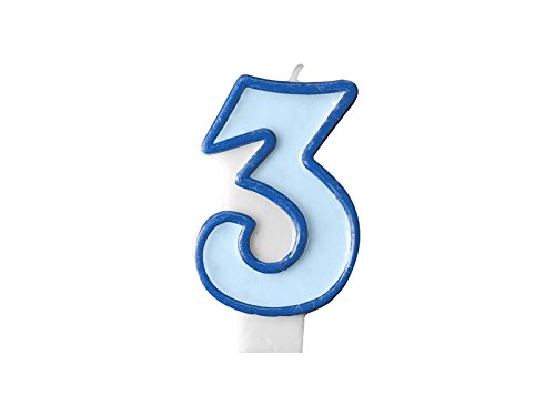 SiDeSo® Zahlenkerze Geburtstagkerze Kuchendeko Geburtstag babyblau blau 3 (Zahl 3) von SiDeSo