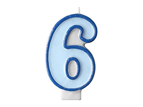 SiDeSo® Zahlenkerze Geburtstagkerze Kuchendeko Geburtstag babyblau blau 6 (Zahl 6) von SiDeSo
