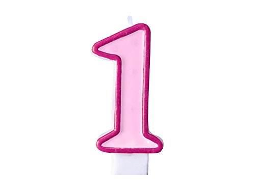 SiDeSo® Zahlenkerze Geburtstagkerze Kuchendeko Geburtstag rosa pink (Zahl 1) von SiDeSo