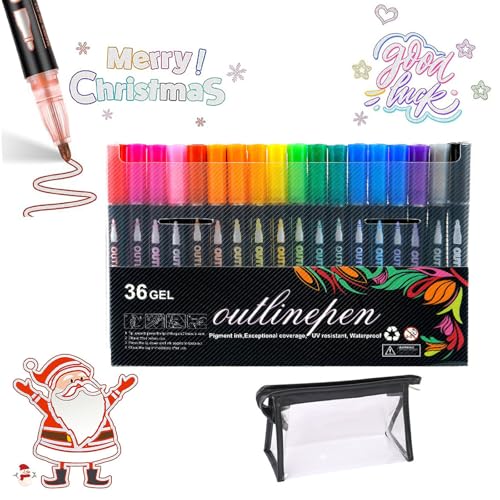 SiQiYu Neattidyly Marker Pen for Highlight,Objectivew Magische Stifte,Illuminateupon Outline Markers Metallic Glitter Pens,Double Line Quick Dry Graffiti Dotting for Drawing and Scribbling (36colors) von SiQiYu