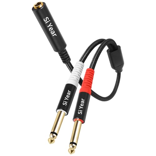 SiYear 1/4 Zoll Stereo auf Dual 1/4 Zoll Mono-Splitterkabel, 6,35 mm (Viertel-Zoll-Buchse TRS auf 2 x 1/4-Zoll-Stecker) Y-Splitter-Patchkabel (30 cm) von SiYear