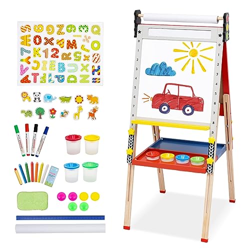 Kunst Staffelei Kinder, Faltbare Kinder Tafel, Höhenverstellbar Kinder Spiel-Tafel aus Holz, Childs Double Side Drawing Board mit Whiteboard und Blackboard Kunst Staffelei Kinder, Faltbare Kinder Tafel, Höhenverstellbar Kinder Spiel-Tafel aus Holz, Childs Double Side Drawing Board mit Whiteboard und Blackboard von Siairo